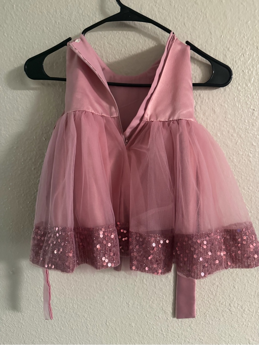 SHEIN Pink Tulle Sequin Girls Dress